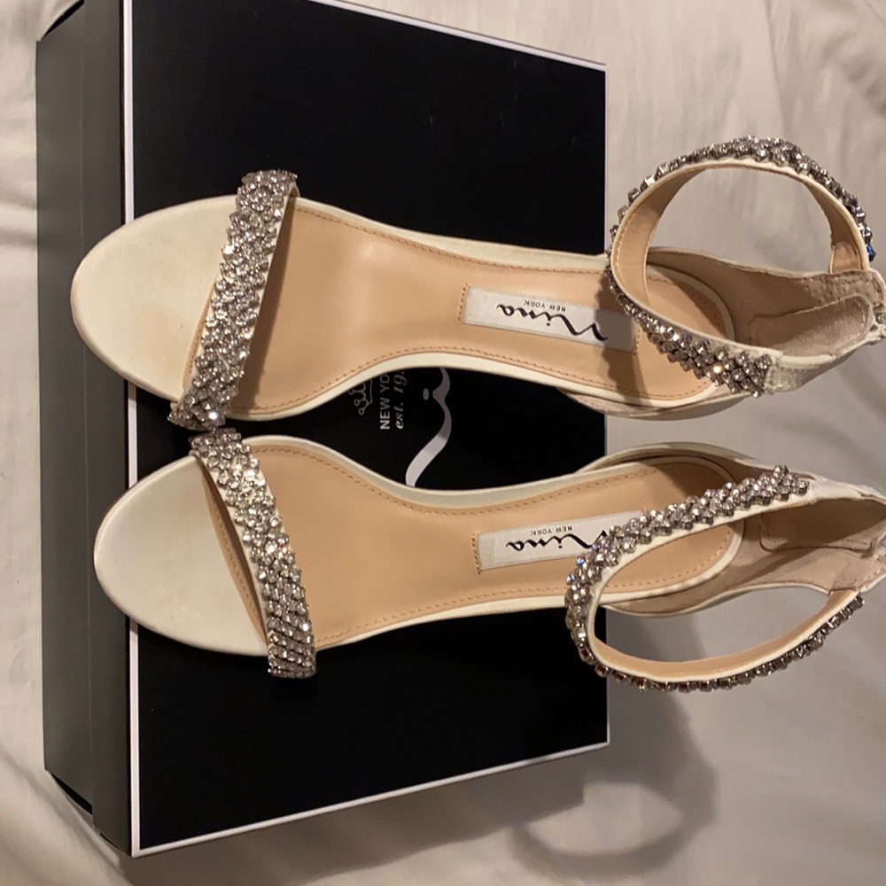 Ivory heels with rhinestones